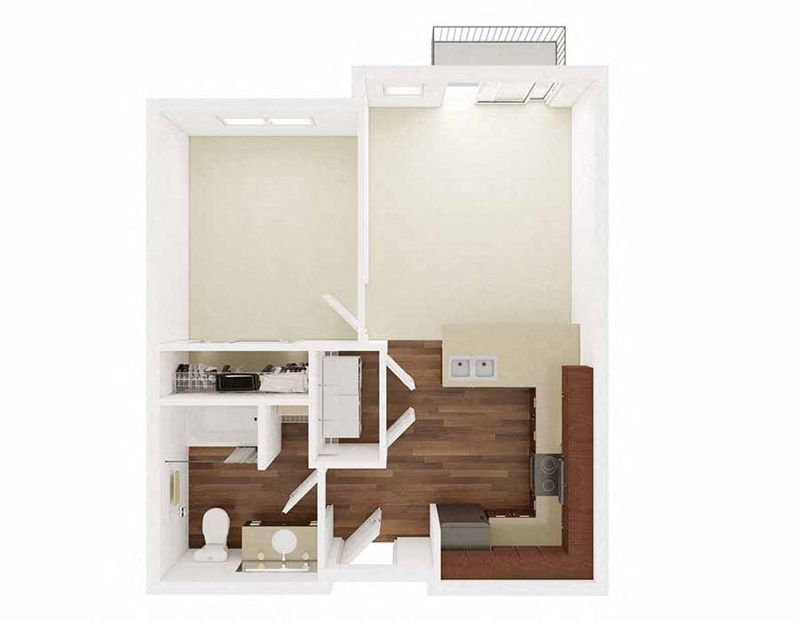One bedroom floor plan l Traditions at Federal Way in Washington